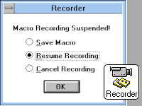 Recorder Icon and Dialogue