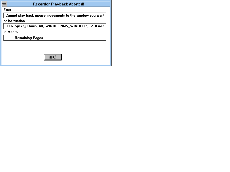 Recorder Error Dialogue
