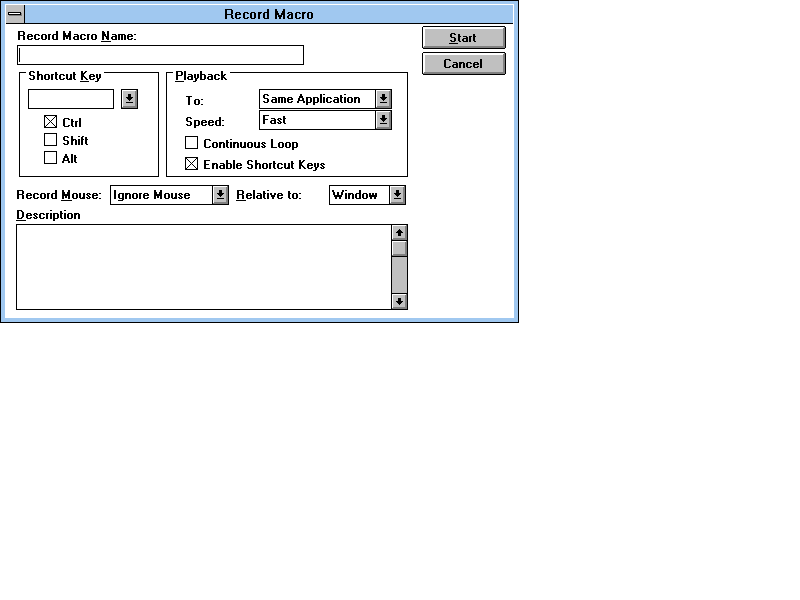 Record Macro Dialogue